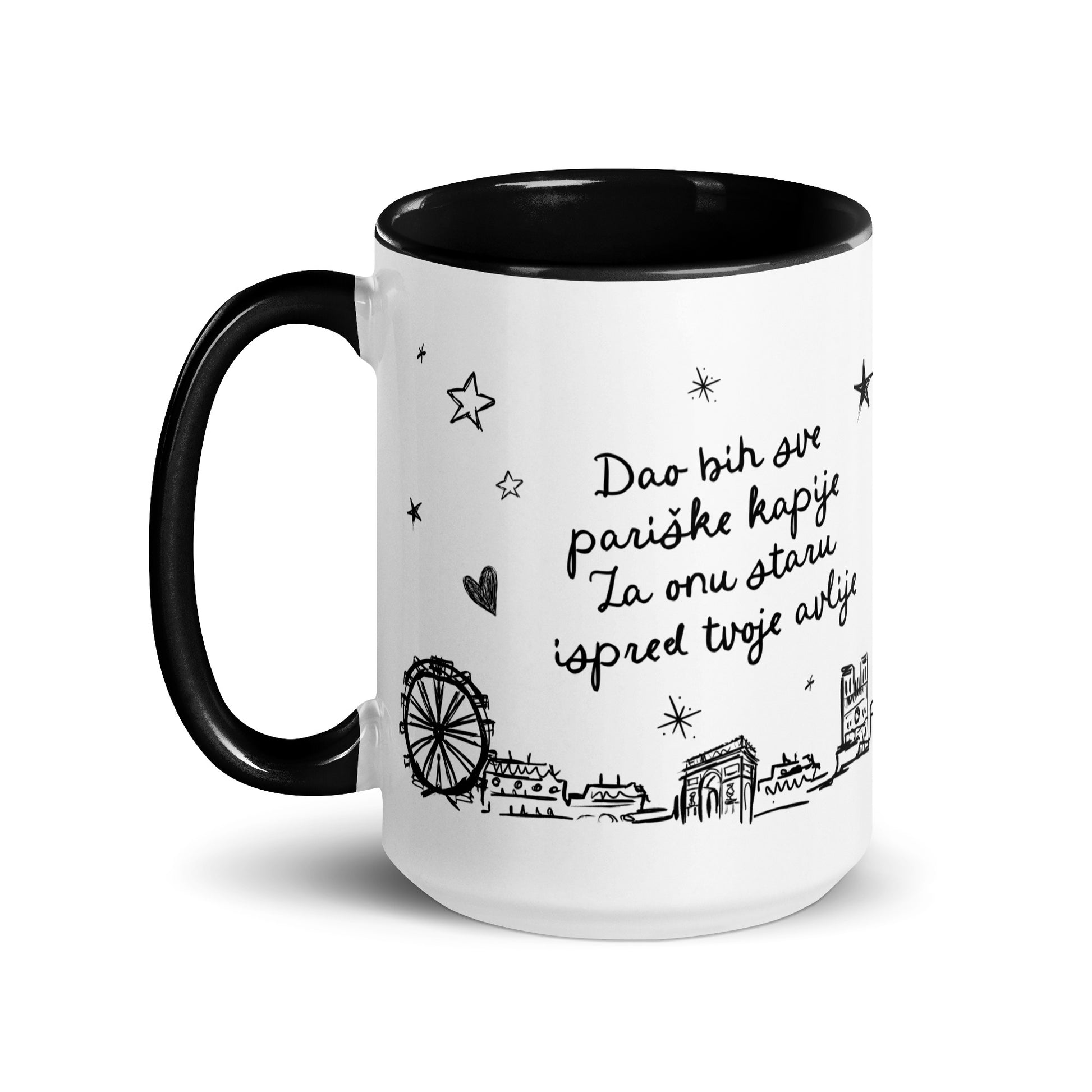Serbian Parisian gates of love mug Paris skyline