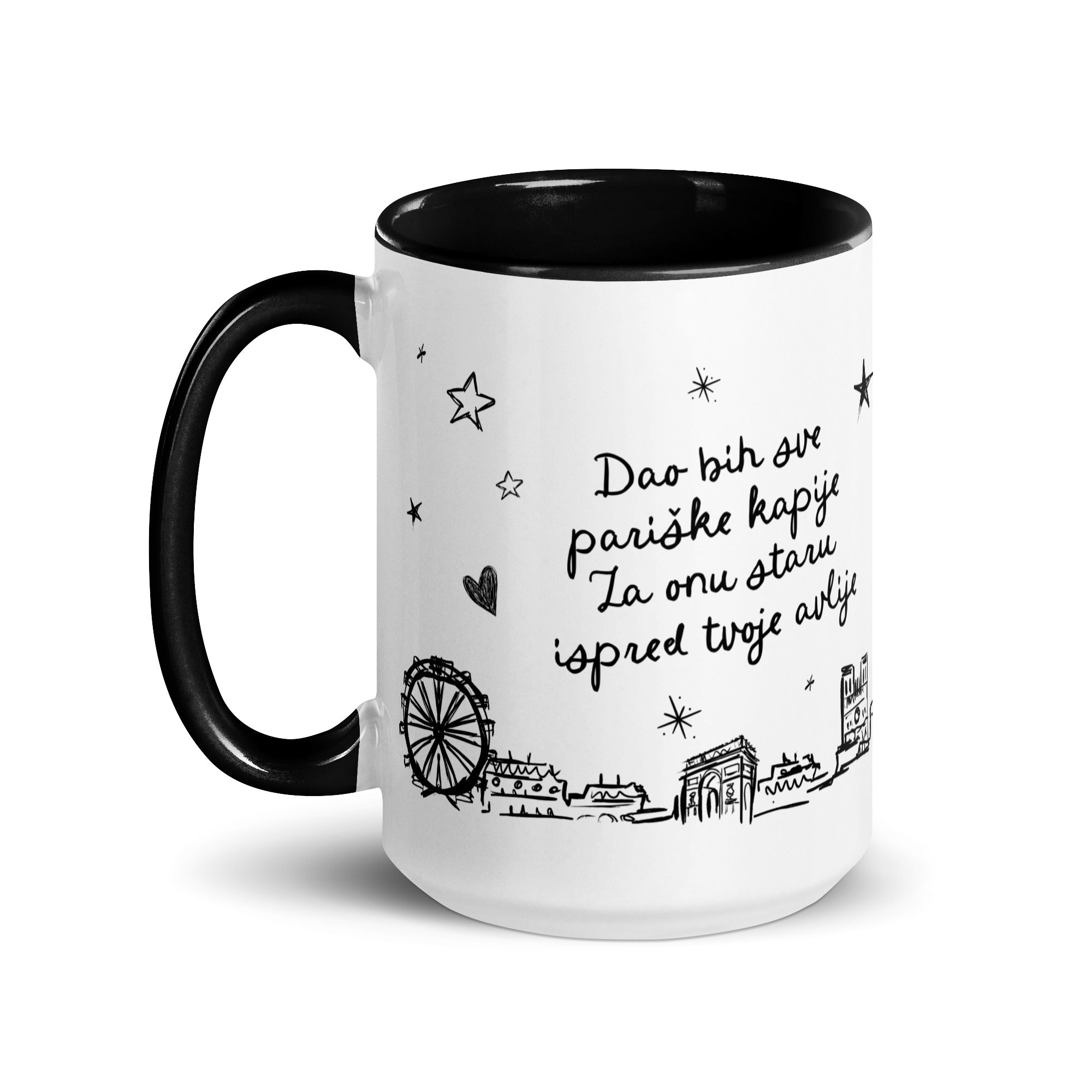 Serbian Parisian gates of love mug Paris skyline