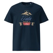 navy blue men's shirt with tata needs a pivo serbian dad beer design and mountain graphic