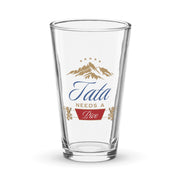 beer pint glass with tata needs a pivo serbian dad design and mountain graphic
