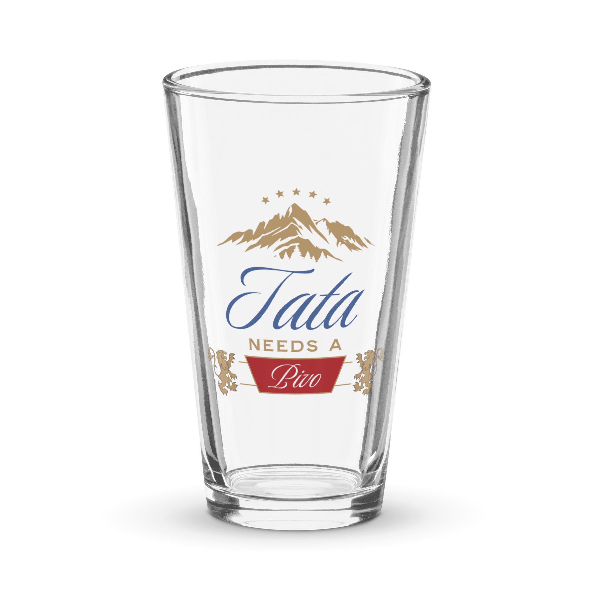 beer pint glass with tata needs a pivo serbian dad design and mountain graphic