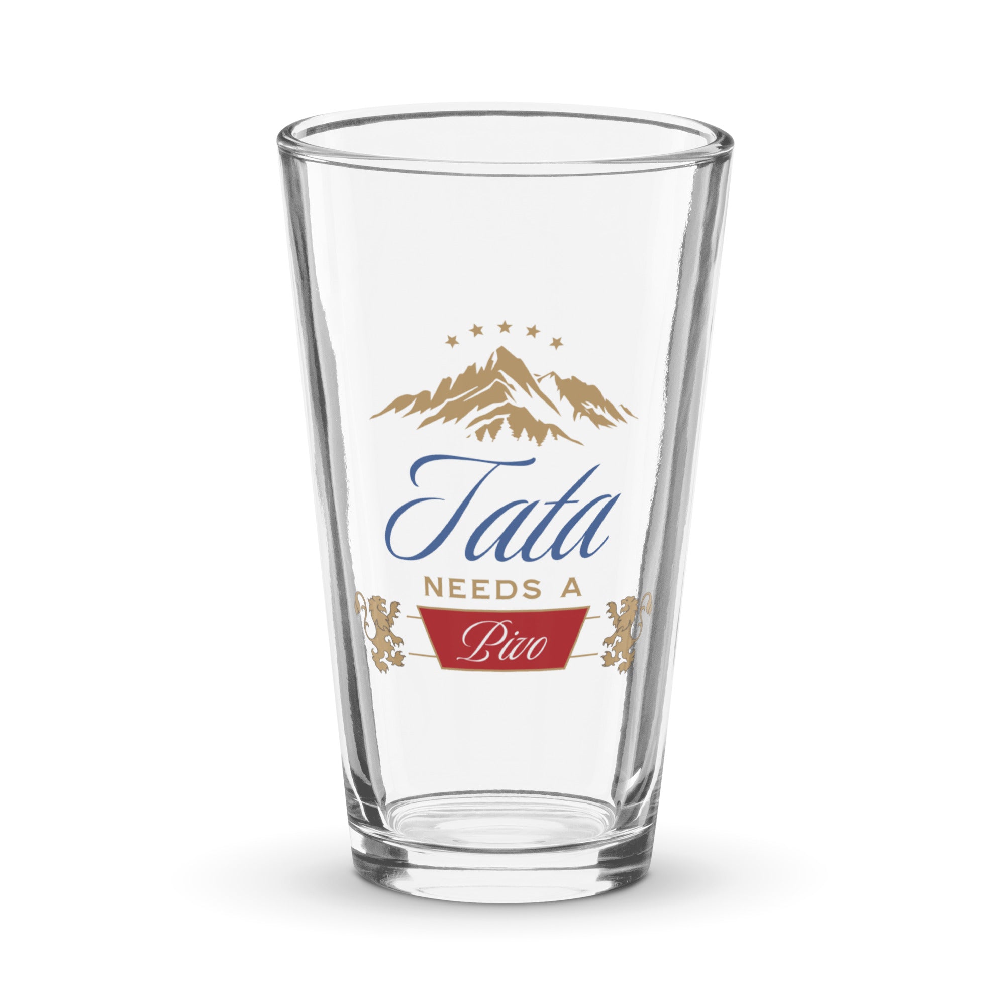 beer pint glass with tata needs a pivo serbian dad design and mountain graphic