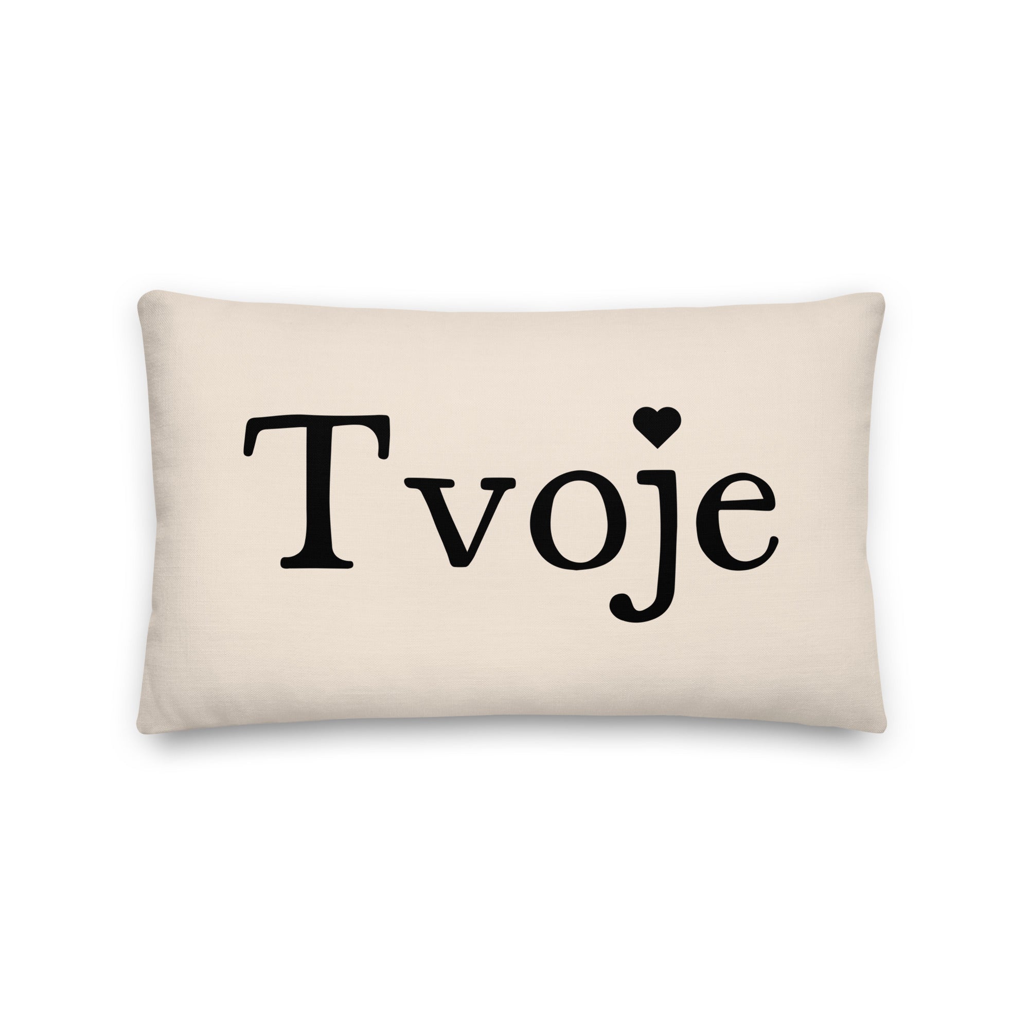 Serbian “Tvoje” pillow with minimalist typography meaning yours