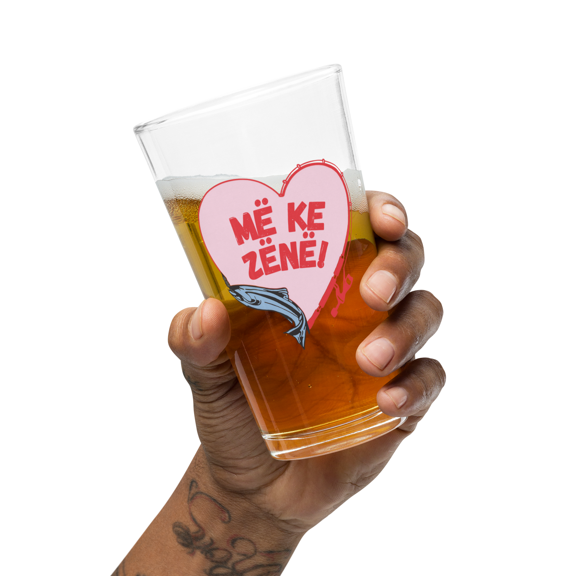 "Hooked on You" Pint Glass (Albanian)