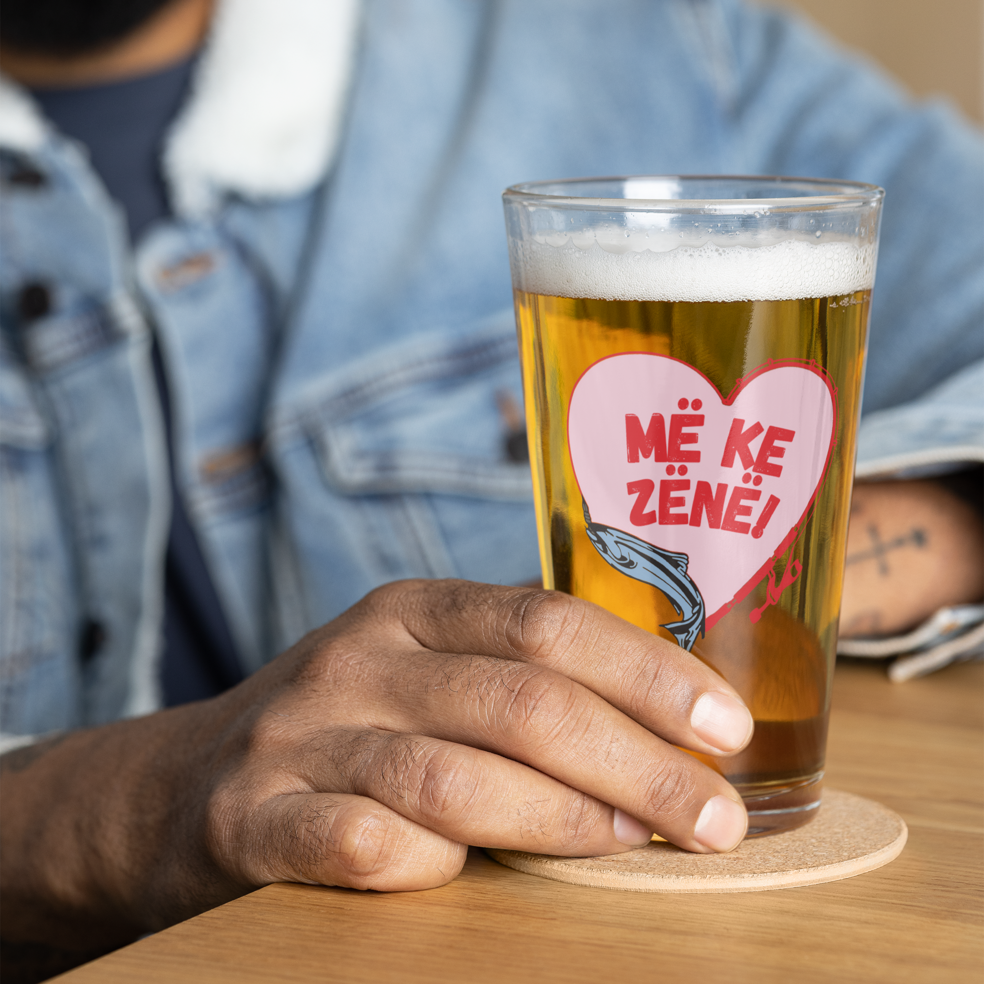 "Hooked on You" Pint Glass (Albanian)