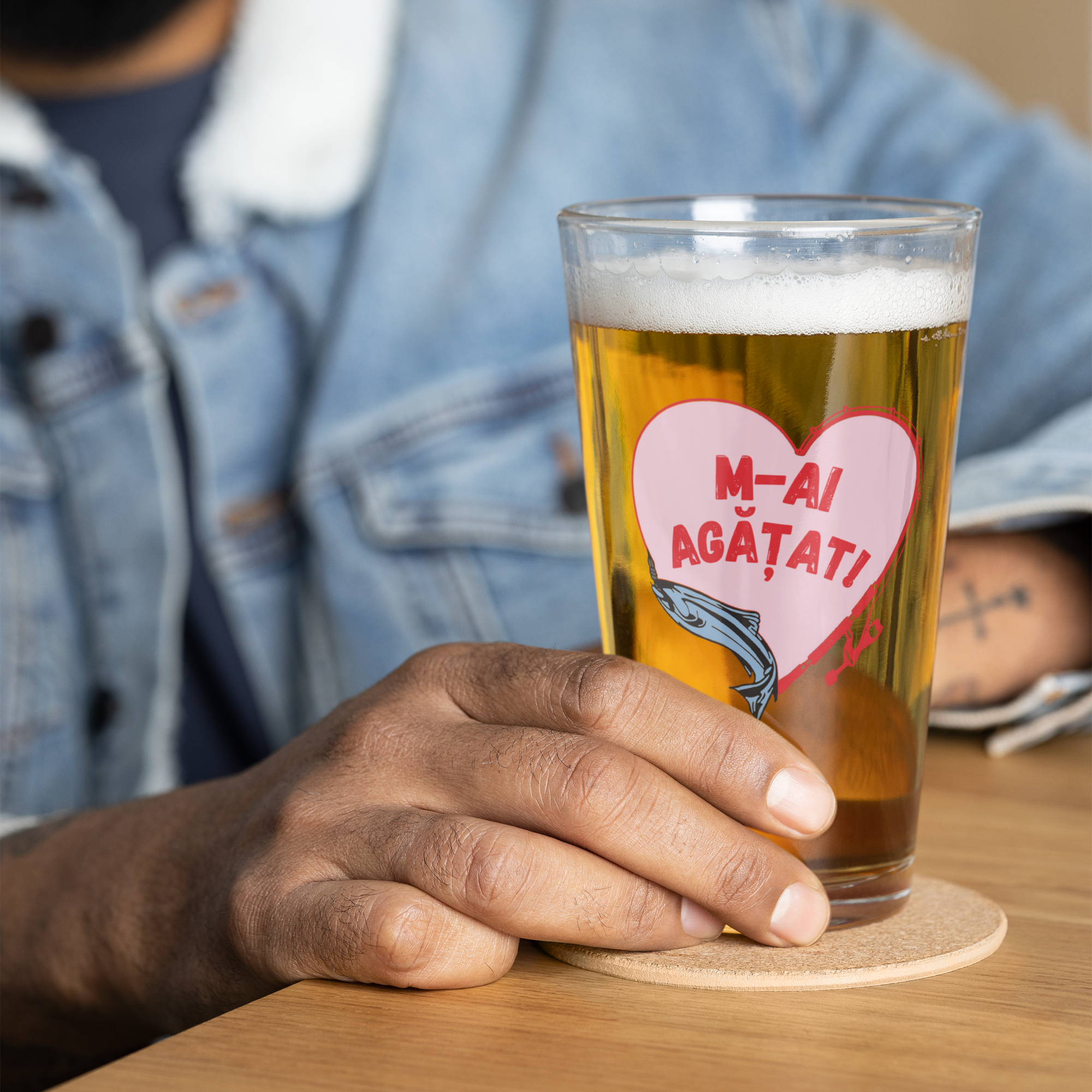 "Hooked on You" Pint Glass (Romanian)