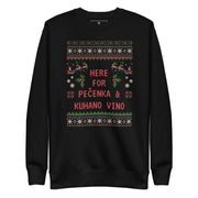 Funny Slovenian Christmas sweater with text Here for Pečenka and Kuhano Vino – Balkanish design