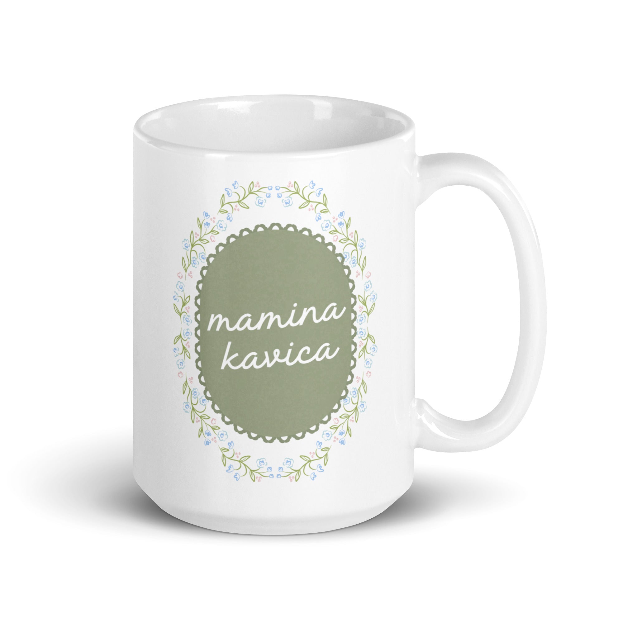 Slovenian mug reading mamina kavica meaning mom’s little coffee