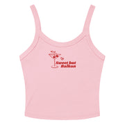 Women’s crop tank top with Sweet But Balkan text design on the front