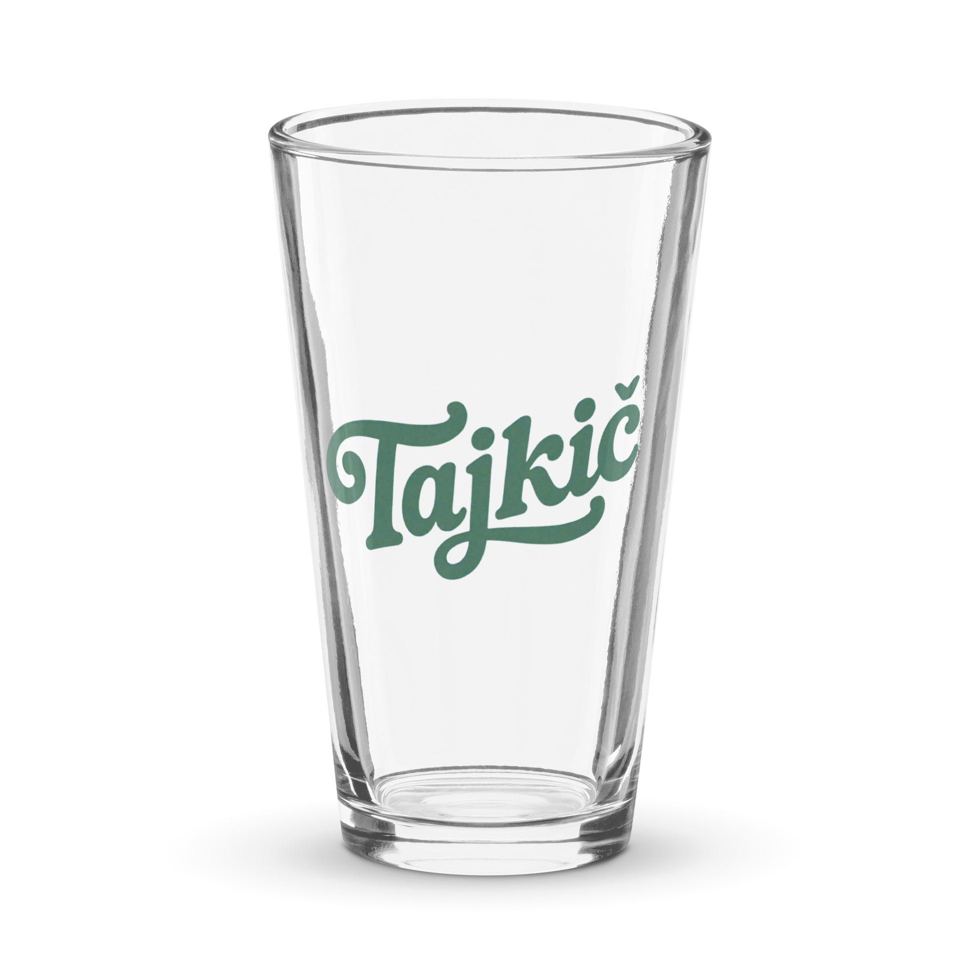 beer-filled pint glass with tajkic retro typography design for balkan dads
