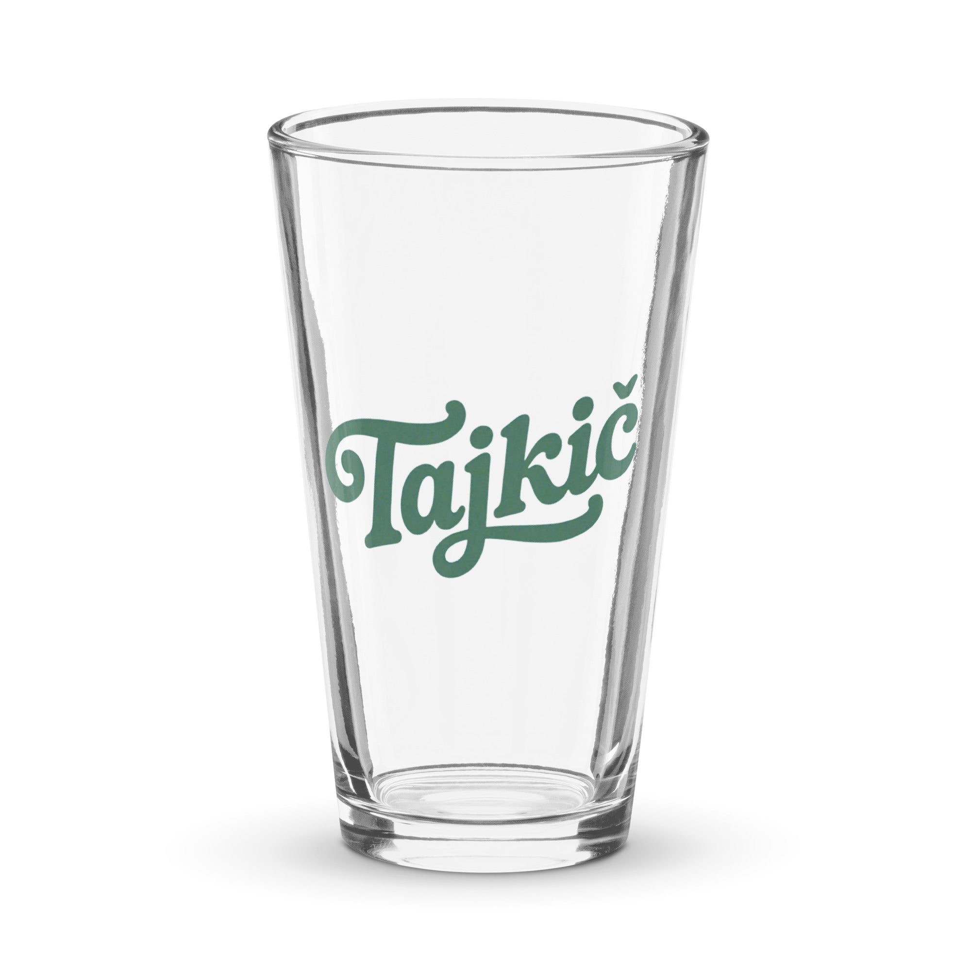 beer-filled pint glass with tajkic retro typography design for balkan dads