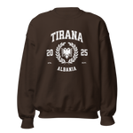 Tirana Albania vintage crewneck sweatshirt espresso brown front view