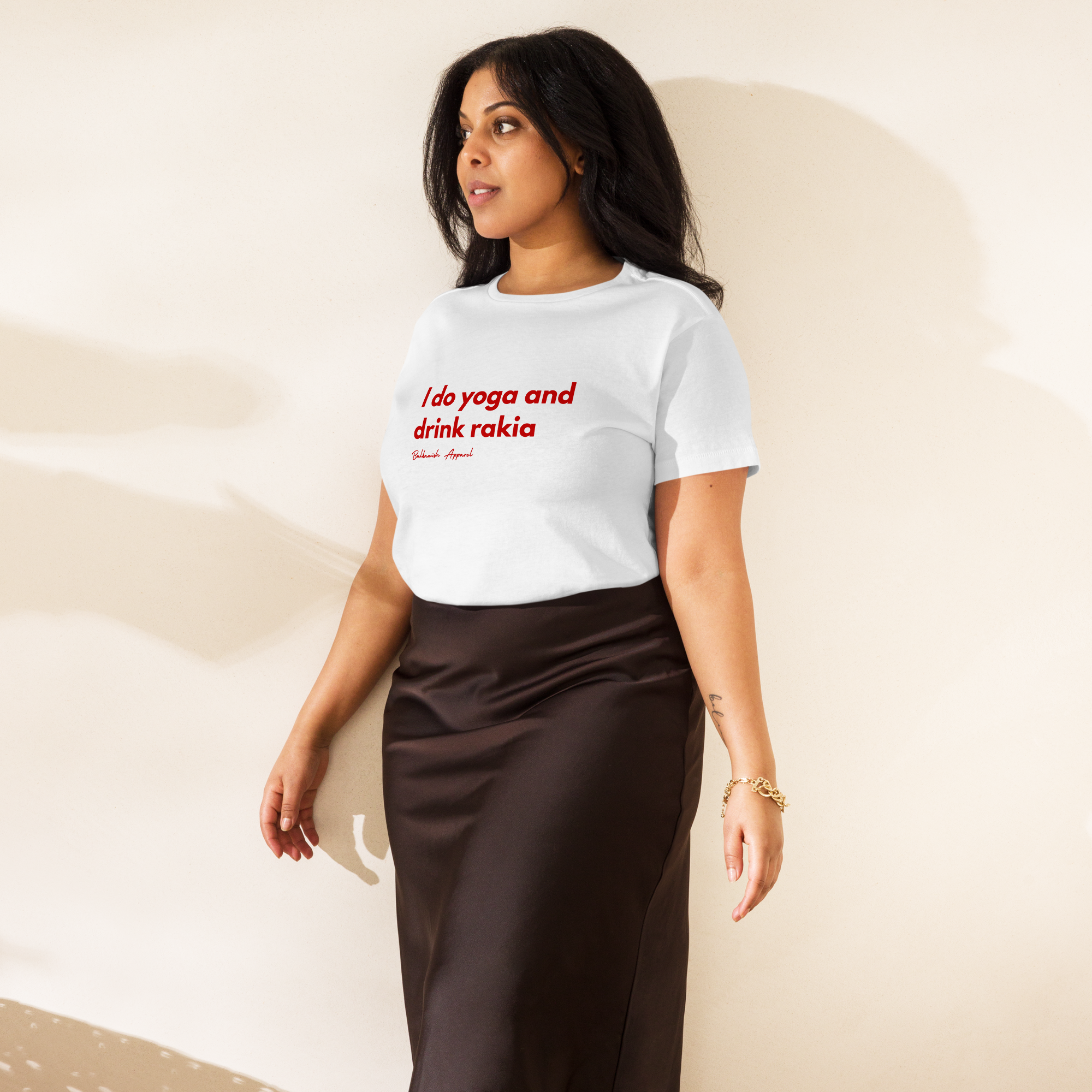I Do Yoga & Drink Rakia Women’s High-Waisted T-Shirt